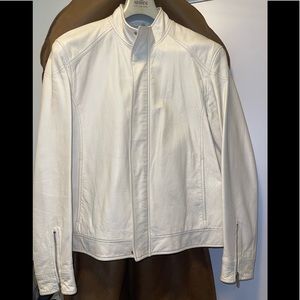 ZEGNA white/cream coloured light leather jacket